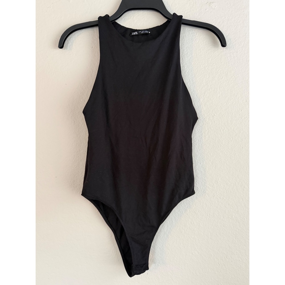 Zara Black High Neck Racerback Sleeveless Bodysuit Small